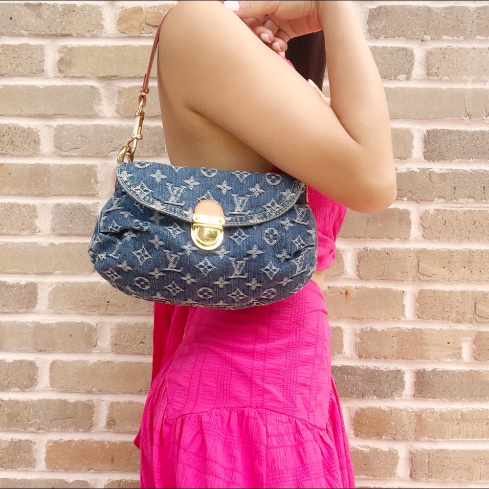 Authentic✅Louis Vuitton Denim Bag Mini Pleaty Monogram Vintage Jean Shoulder Bag - Picture 3 of 13